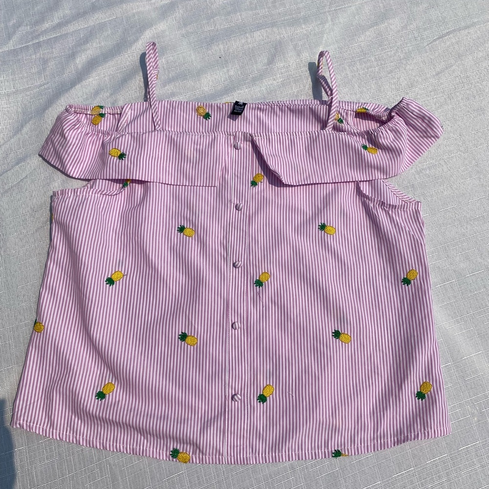 4 FOR 25 Cuidado Con el Perro Pink Girls Pineapple Top Cold Shoulder XL